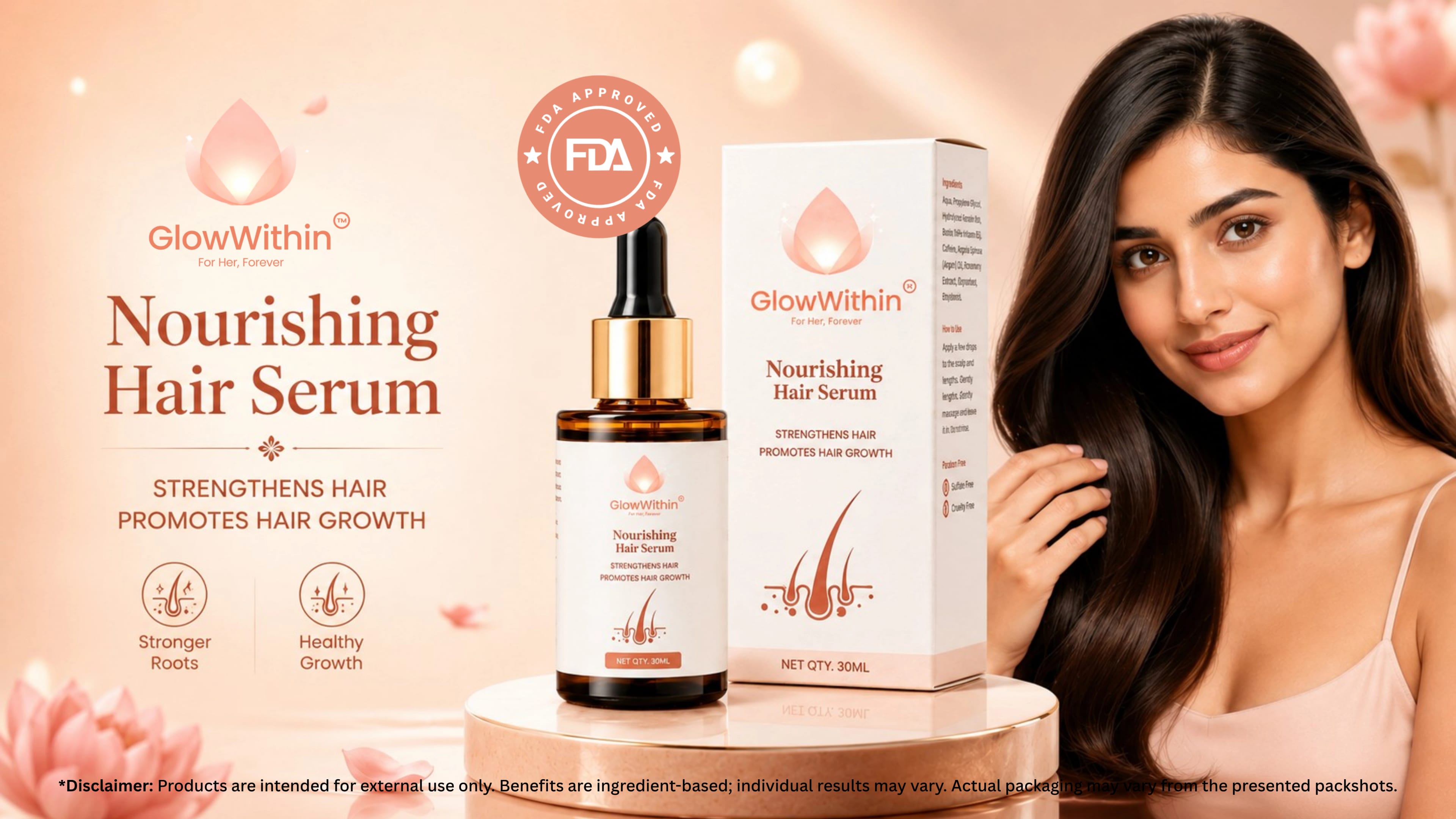 GlowWithin™ Nourishing Hair Serum — strengthens hair, promotes hair growth