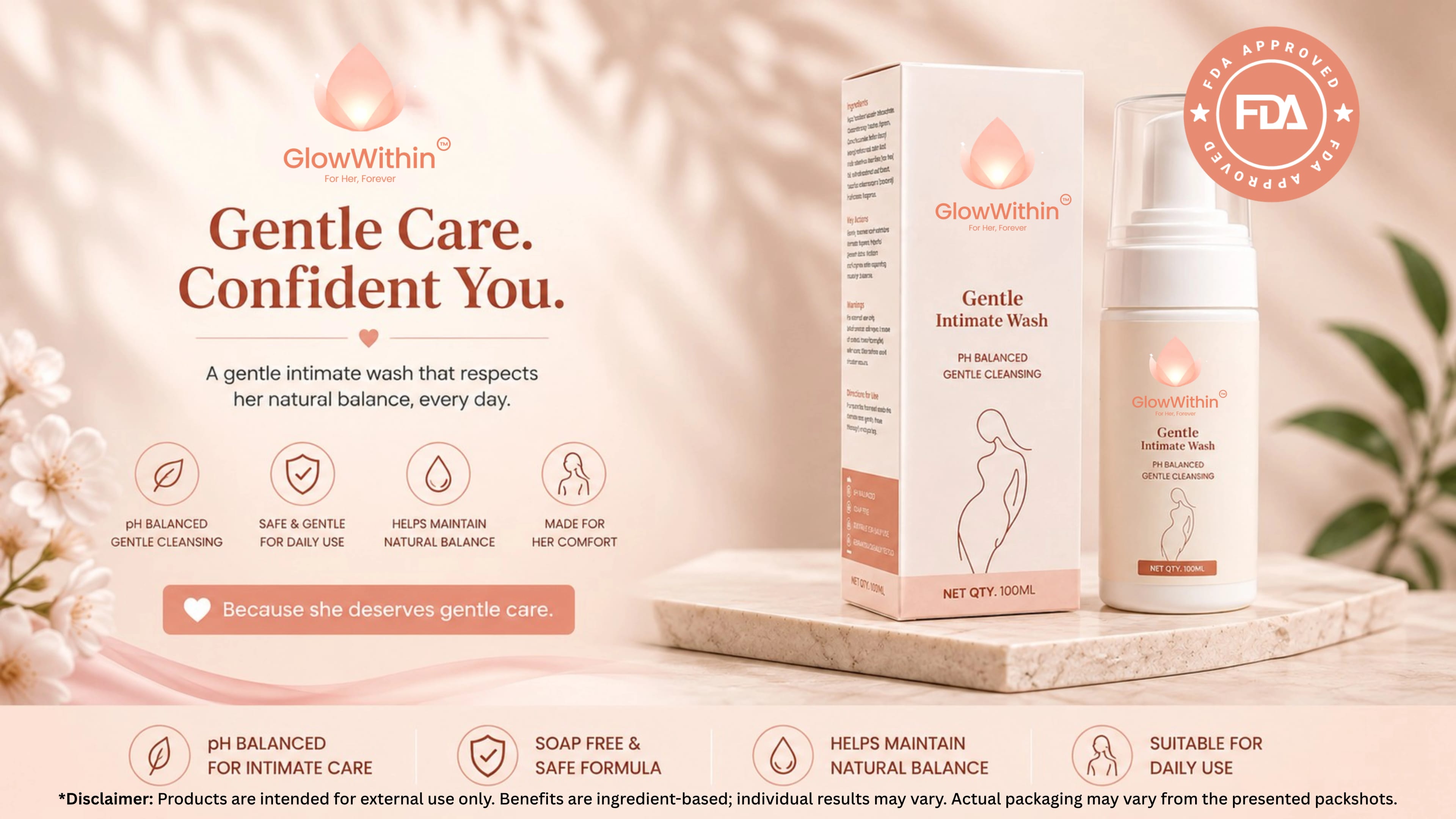 GlowWithin™ Gentle Intimate Wash — Gentle care. Confident you.