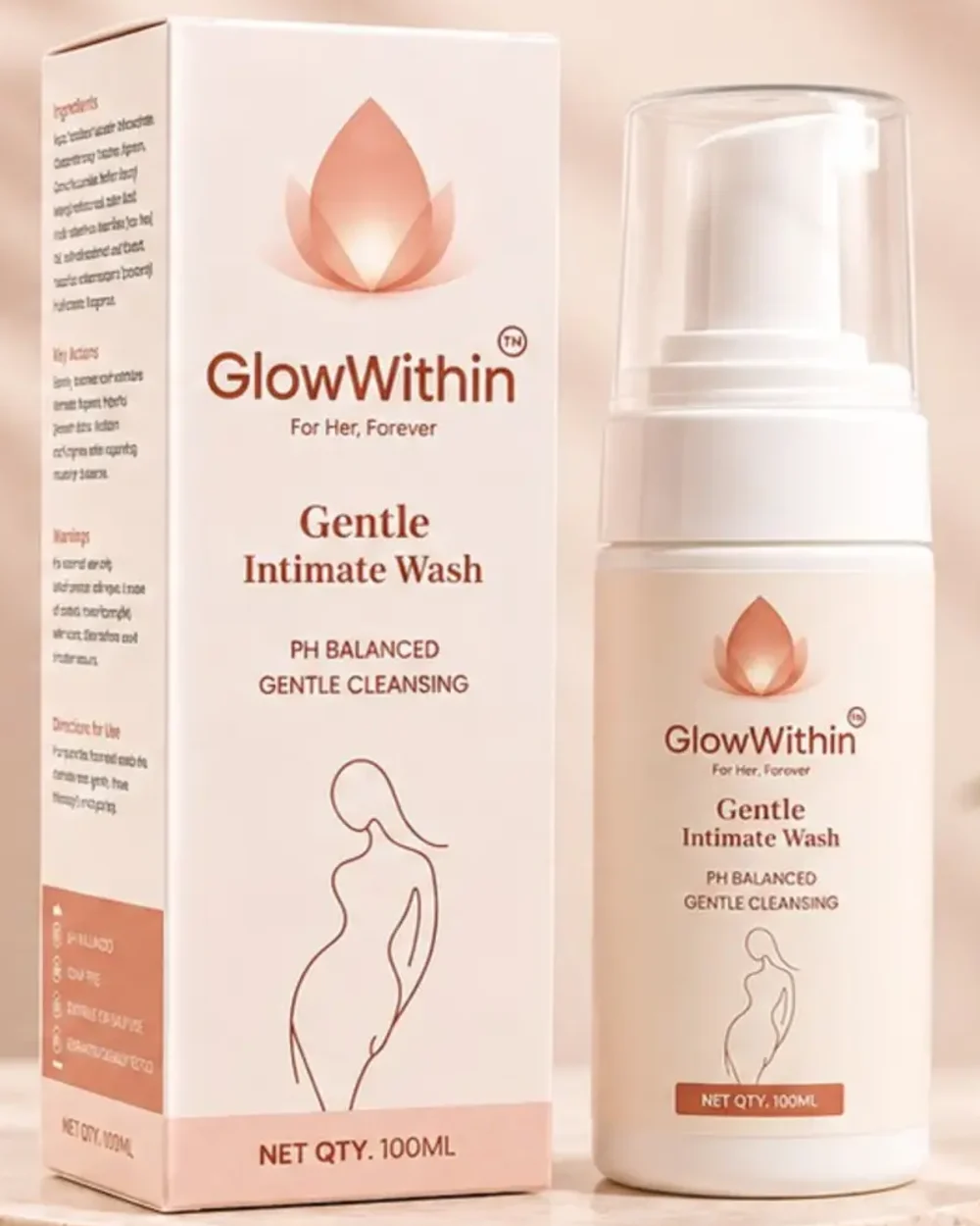 GlowWithin™ Gentle Intimate Wash — 100 ml foam pump with carton
